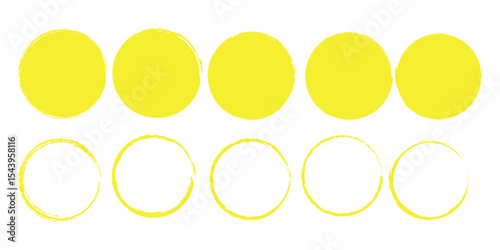 Grunge circles brush set. Black circle frames. Round line of black paint.