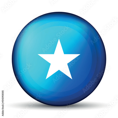 Glass light ball with flag of Somalia. Round sphere, template icon. Somali national symbol. Glossy realistic ball, 3D abstract vector illustration highlighted on a white background. Big bubble.