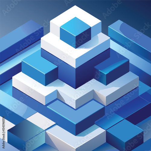 Abstract blue 3D cubes pattern background design with geometric shapes and technology concept