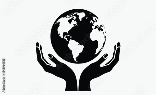 hands holding earth silhouette icon