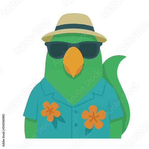 parrot in summer clothes animal vector on white background vector animal in summer hat and sunglasses on white background