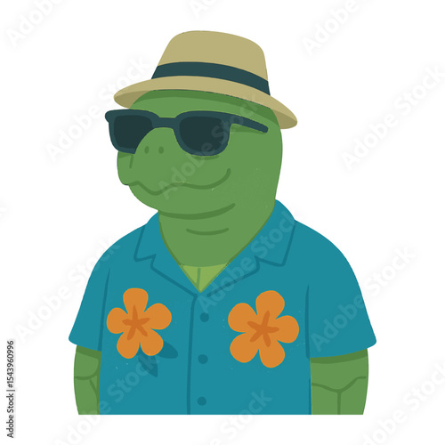 turtle in summer clothes animal vector on white background vector animal in summer hat and sunglasses on white background