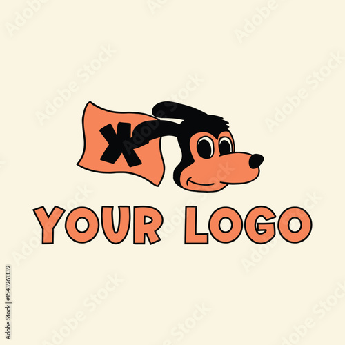 dog logo cartoon illustration retro vintage