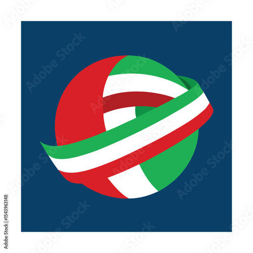 Iran Flag Ribbon Around Globe for Unity Theme