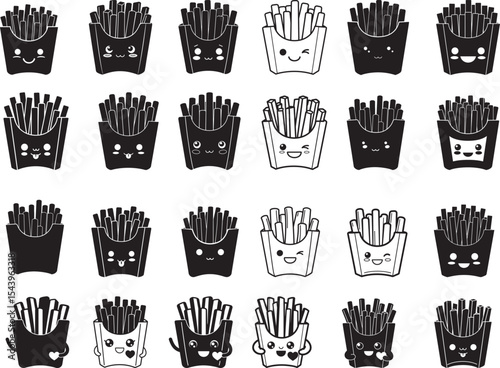 French Fries Cartoon Kawaii Style vector illustration