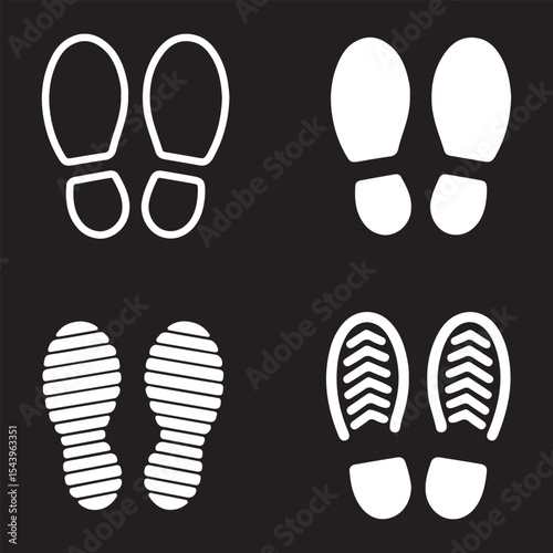 Footprint silhouettes, various sizes and styles, vector illustration for print, illustration, isolated