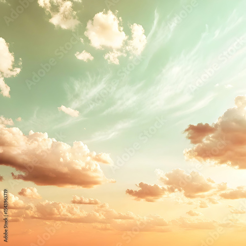 Apricot and vanilla sky with feathery clouds