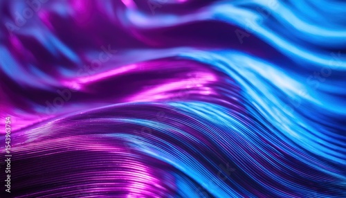 Defocused Neon Ripple Texture - Iridescent Purple Blue Wave Background
