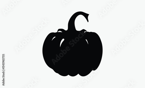 pumpkin silhouette icon, Halloween spooky pumpkin, jack o’ lantern vector, black and white clipart