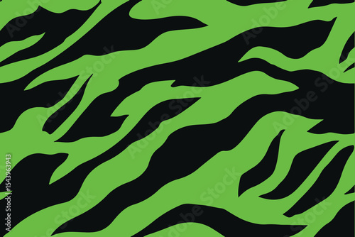 Camouflage seamless pattern. Tiger stripe camouflage pattern. Vector Illustration.Green and black tiger-stripe camouflage pattern, a seamless repeating design
