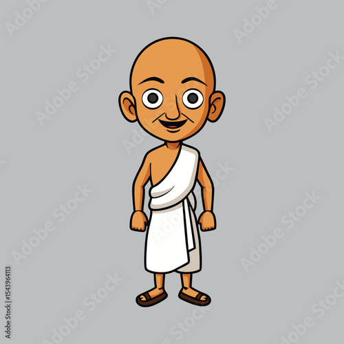 Cartoon Illustration of Mahatma Gandhi A Symbol of Peace and Nonviolent Resistance
