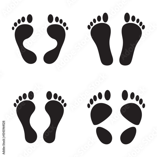 Footprint silhouettes, various sizes and styles, vector illustration for print, illustration, isolated