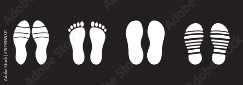 Footprint and shoe print icons set – vector illustration on white background.