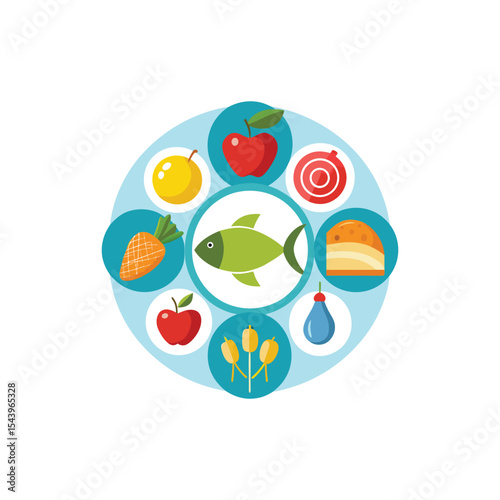 Balanced Diet Healthy Eating Habits with Fruits, Vegetables, and Protein