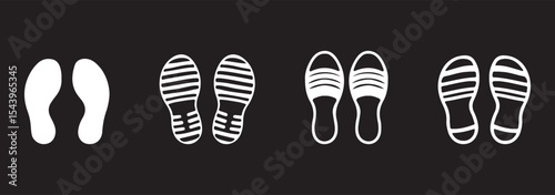Footprint and shoe print icons set – vector illustration on white background.