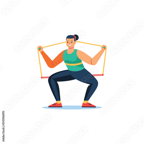 Woman Exercising with Resistance Band Fitness, Strength Training, and Wellness
