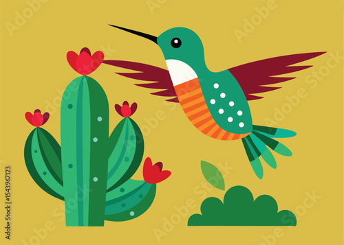 bird and flowers