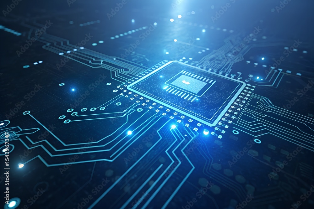 Obraz premium abstract 2d futuristic blue circuit pattern for high tech visualization technology