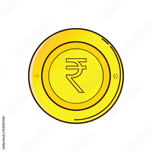 Indian Rupee Coin Golden Currency Symbol Illustration