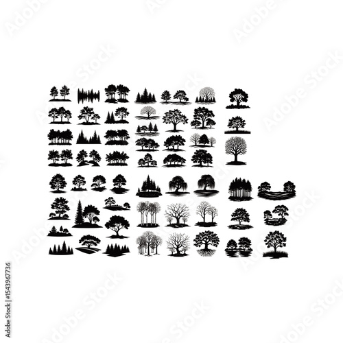 vector forest tree silhouette background
