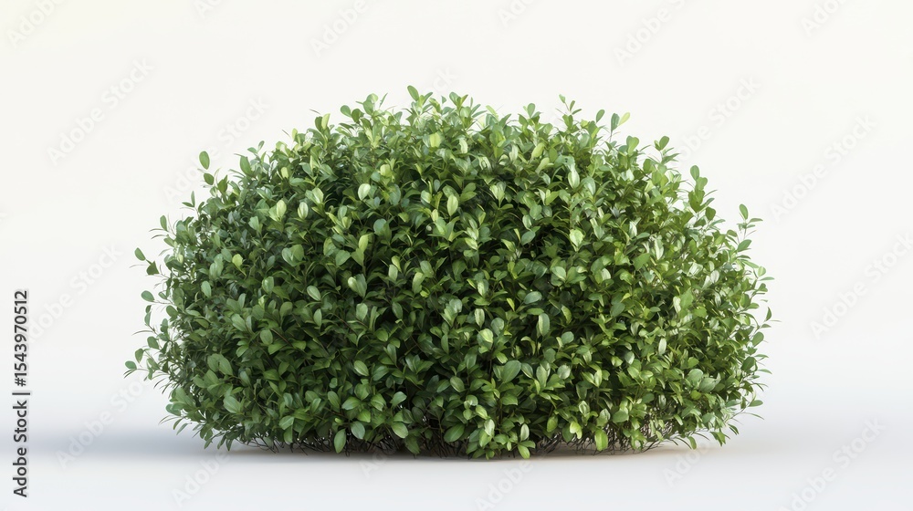 Fototapeta premium A sculpted ornamental bush with dense rounded foliage displayed on a white canvas