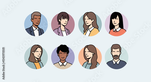 Colorful Profile Portraits of Diverse Business Professionals