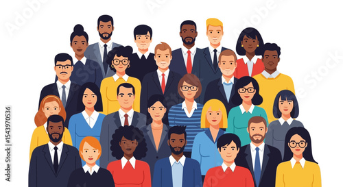 Diverse Group of Business Professionals in Formal Attire Illustration