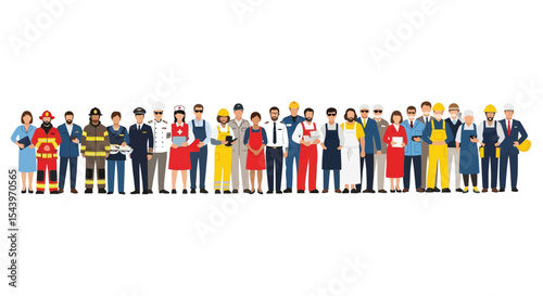 Diverse Group of Professionals in Uniforms Standing Together