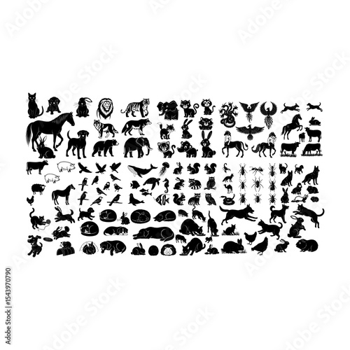 vector silhouette animal background white