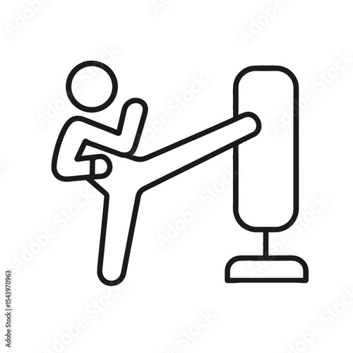 Person kicking punching bag in training exercise illustration  