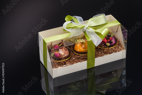 fruit berry tea in transparent balls and heart.