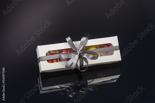 fruit berry tea in transparent balls and heart.