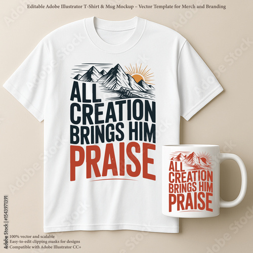 All Creation Brings Him Praise Shirt & Mug – Psalm 148 Christian Nature Gift, Religious Scripture Tee

