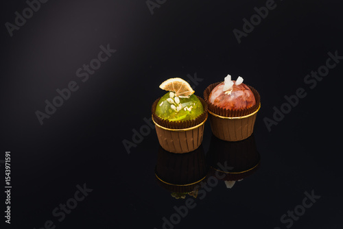 fruit berry tea in transparent balls and heart.