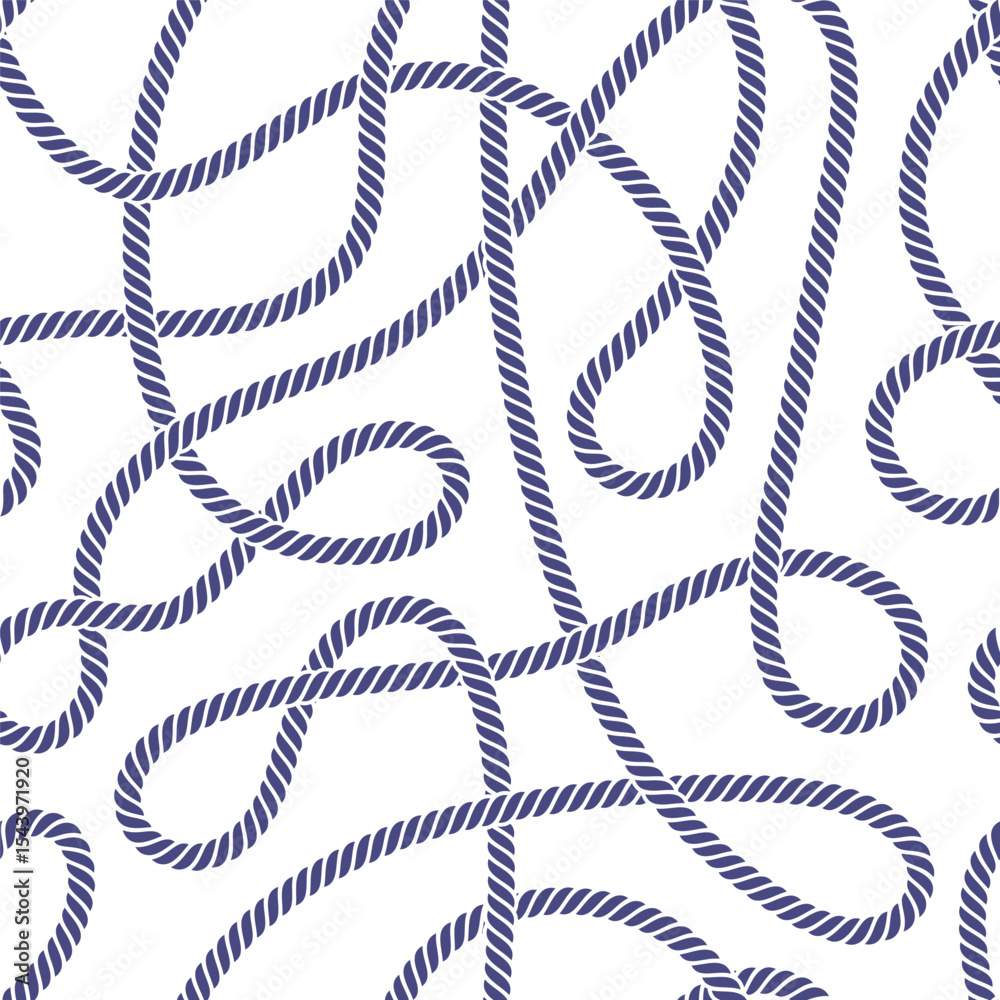 Silhouette of Tangled Rope. Vector Seamless Pattern