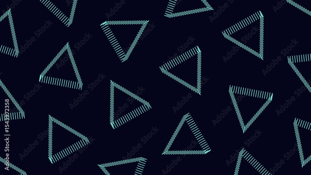 A modern and minimalist seamless pattern in dark blue, consisting of symmetrical triangles with thin lines, arranged to point towards the center, creating a visually appealing design