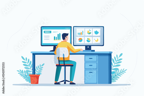set of business people analyzing data on charts and graphs. Business using remote servers to analyzing large sets of data and recognizing mistakes.