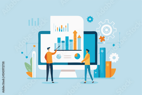 set of business people analyzing data on charts and graphs. Business using remote servers to analyzing large sets of data and recognizing mistakes.