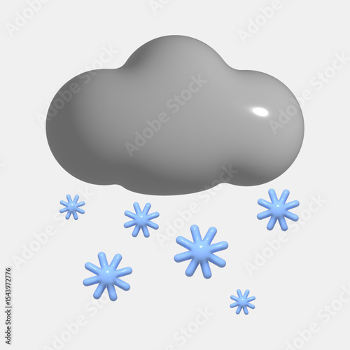3D Render: Snow Cloud Icon - Winter Weather Graphic