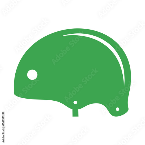 Green skateboard helmet icon for safety and protection, vector illustration
