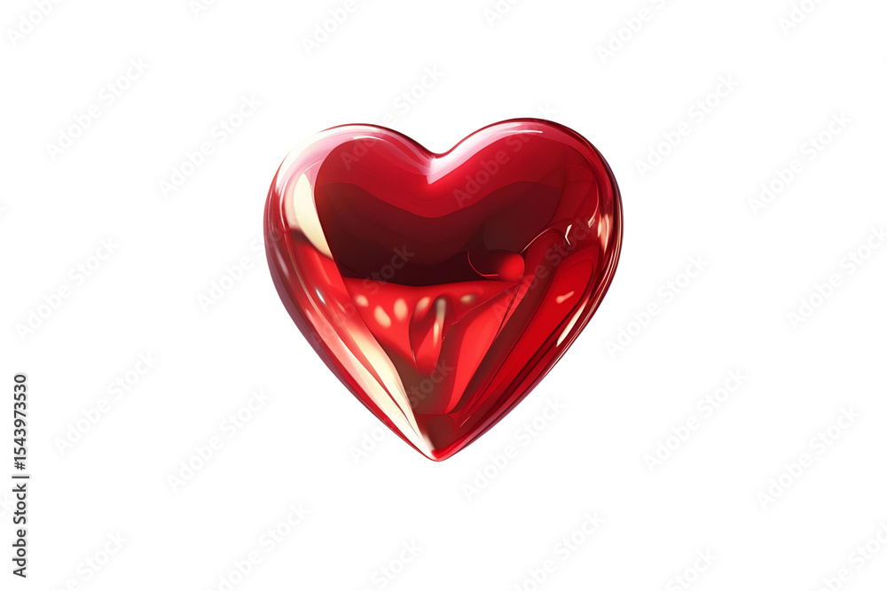Fototapeta premium stunning 3d red Floating heart on white background - 1