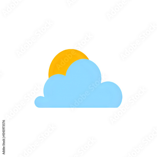 Sunny Day Icon: Simple Cloud and Sun Illustration