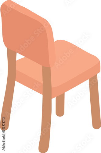 A flat vector illustration of a peach-colored wooden chair viewed from the back at an angle.