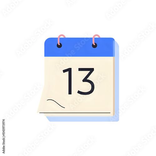 Calendar Icon: Day 13 Illustration - Simple Design Element