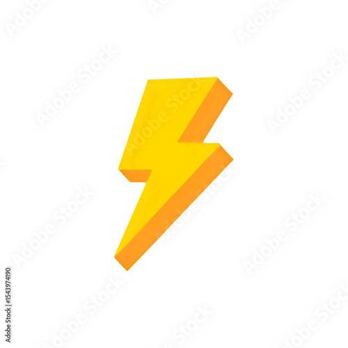 Bold Yellow Lightning Bolt: Energy, Power, Speed Symbol
