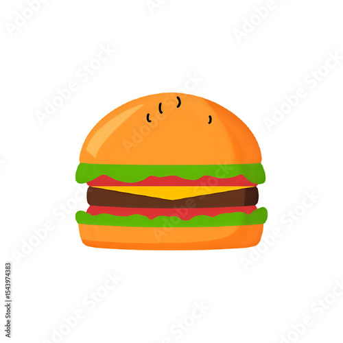 Juicy Burger Illustration: Delicious Fast Food Graphic, Cheeseburger Design Element