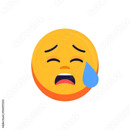Crying Emoji: Illustration of a Sad Face with a Single Tear