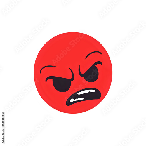 Angry Red Emoticon: Vector Illustration
