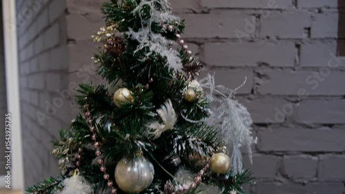 Christmas tree with Christmas decorations and balls. High quality FullHD footage