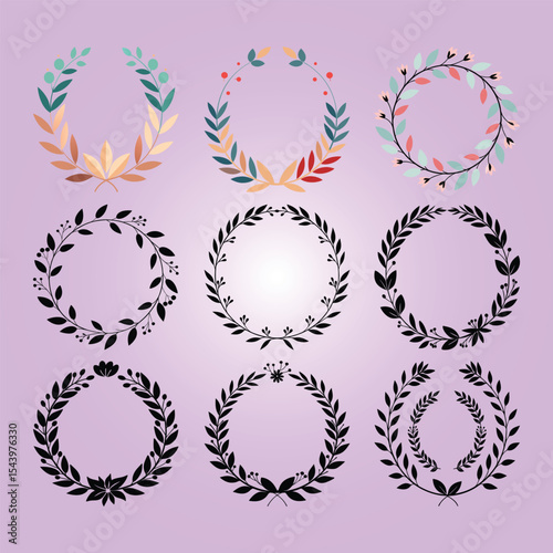 A set of realistic wedding floral art